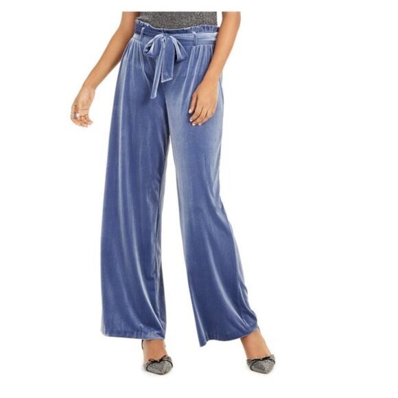Inc Velvet Wide-Leg Paperbag Pants - Picture 1 of 7